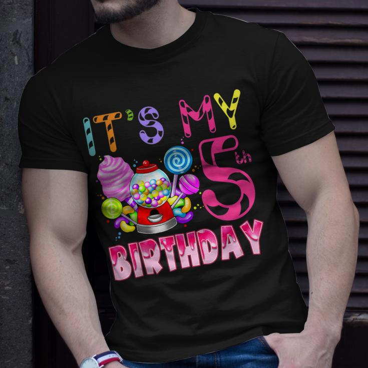 Its My 5Th Birthday Candy Candyland Birthday Girl 5 Year Old T-Shirt Gifts for Him