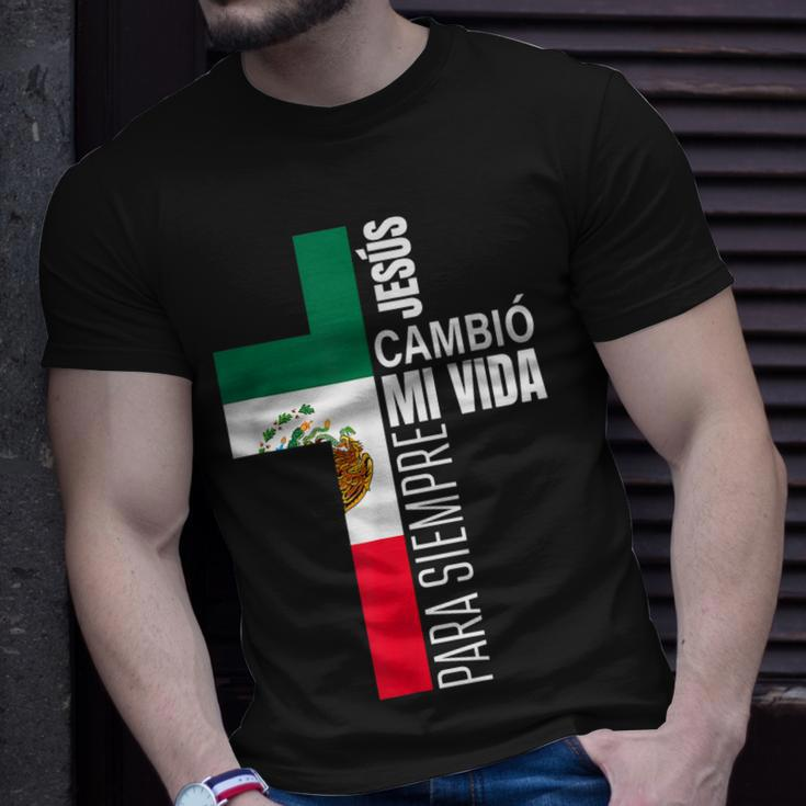 Jesus Christian Spanish Gifts Dad Fathers Day Mexican Flag Unisex T-Shirt Gifts for Him