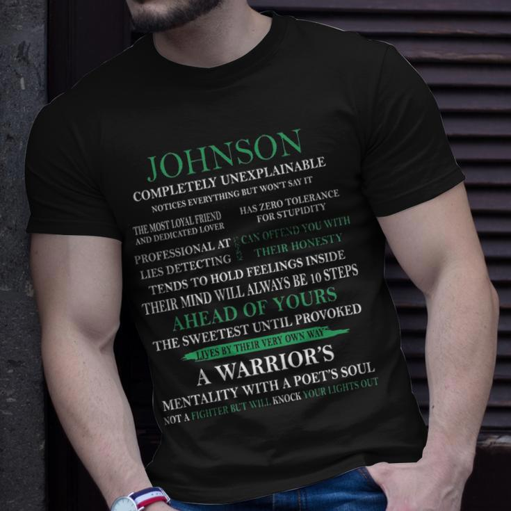 Johnson Name Gift Johnson Completely Unexplainable Unisex T-Shirt Gifts for Him