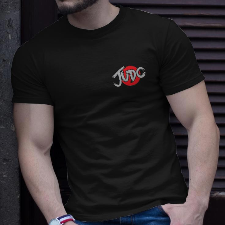 Judo-Sport T-Shirt Schwarz mit Rotem Logo, Kampfsport Bekleidung Geschenke für Ihn