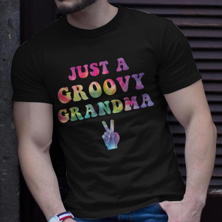 Just A Groovy Grandma Tie Dye Hippie Mom Boho Peace Sign Unisex T-Shirt Gifts for Him