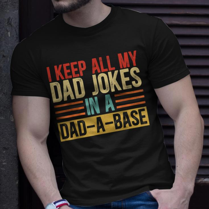 I Keep All My Dad Jokes In A Dad-A-Base Vintage Jokes T-Shirt Gifts for Him