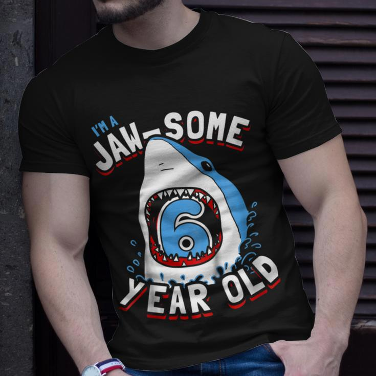 Kids 6Th Birthday Boys Shark | Jaw-Some 6 Year Old Unisex T-Shirt Gifts for Him