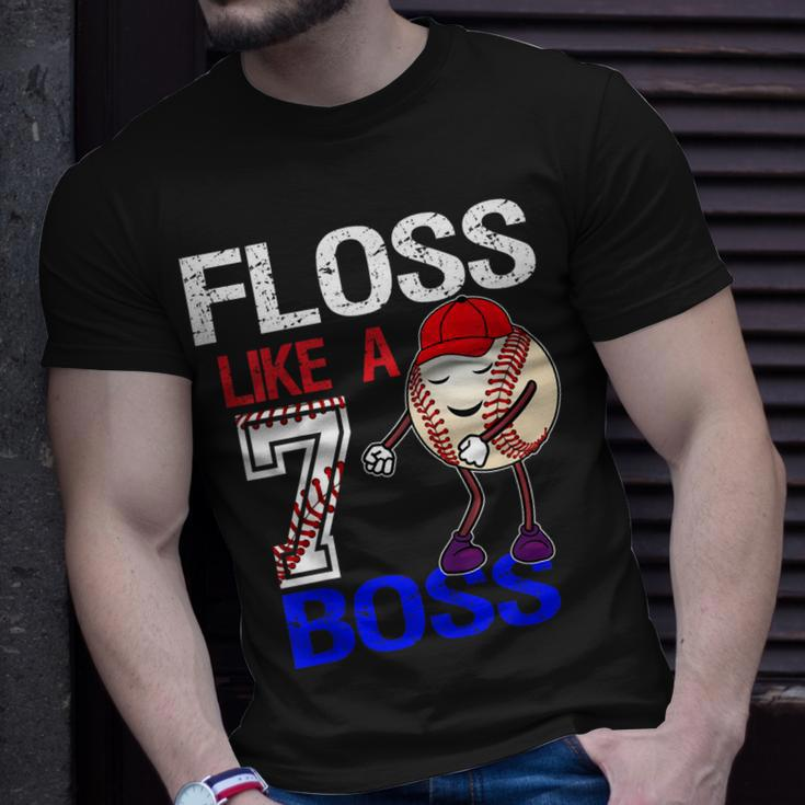 Kids 7 Year Old 7Th Birthday Floss Like A Boss BaseballShirt Unisex T-Shirt Gifts for Him