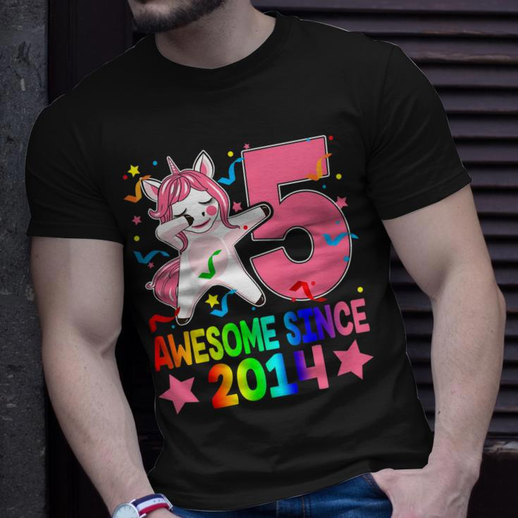 Kids Awesome Since 2014 5Th Birthday Unicorn DabbingShirt Girl Unisex T-Shirt Gifts for Him