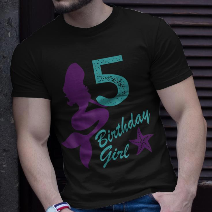 Kids Mermaid Birthday Shirt For Girls 5 Tshirt Birthday Girl Unisex T-Shirt Gifts for Him
