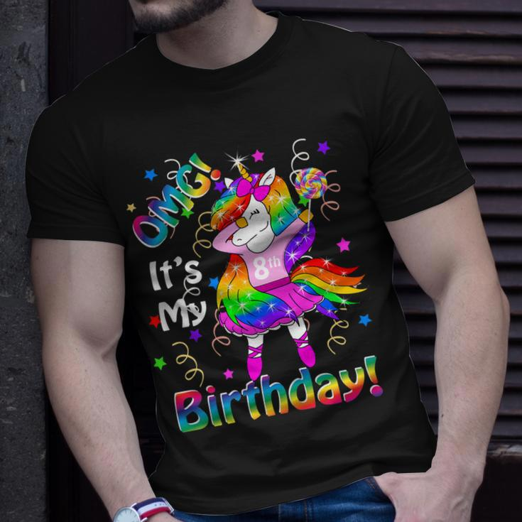 Kids Omg Its My 8Th Birthday Girls Unicorn 8 Years Old Outfit Unisex T-Shirt Gifts for Him