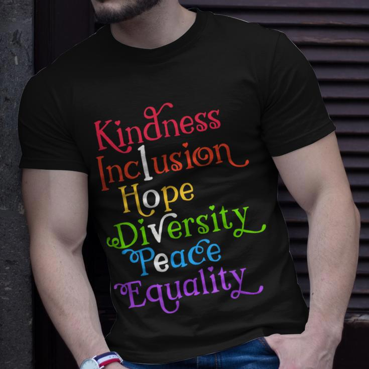 Kindness Love Inclusion Equality Diversity Human Rights Unisex T-Shirt Gifts for Him