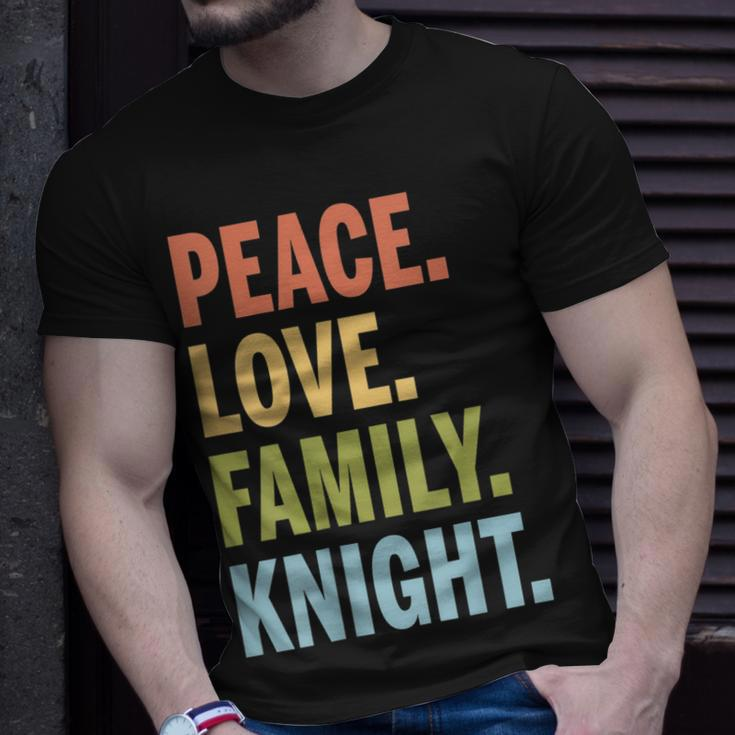 Knight Last Name Peace Love Family Matching Unisex T-Shirt Gifts for Him