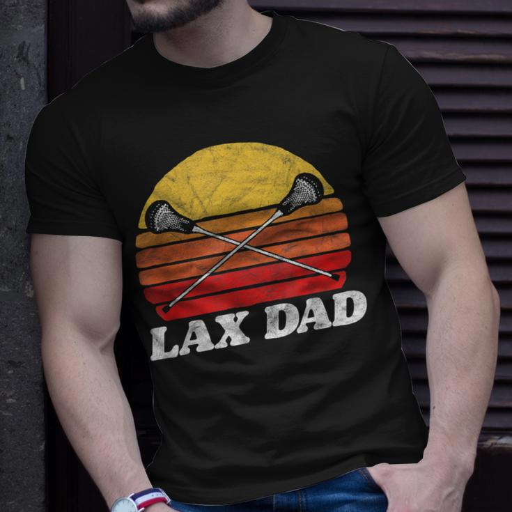 Lax Dad Vintage X Crossed Lacrosse Sticks 80S Sunset Retro T-Shirt Gifts for Him