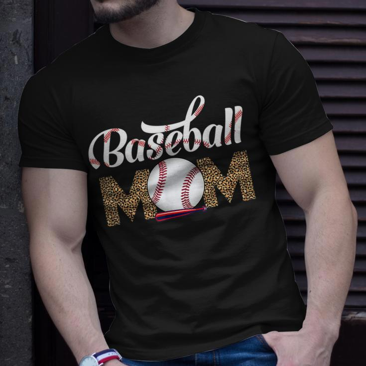 Leopard Baseball Mom Mothers Day Catcher Mom Life Womens Unisex T-Shirt Gifts for Him