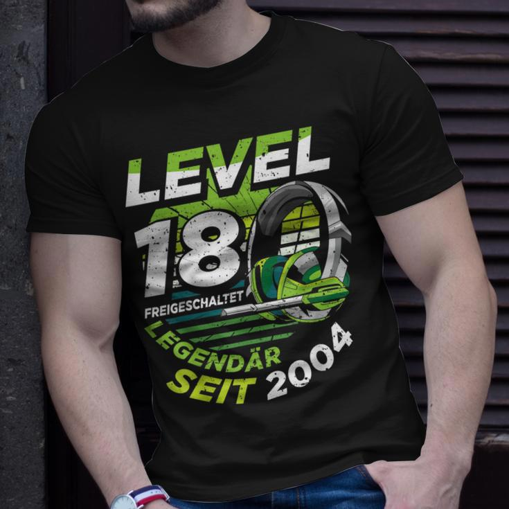 Level 18 Jahre Geburtstags Junge Gamer 2004 Geburtstag V2 T-Shirt Geschenke für Ihn