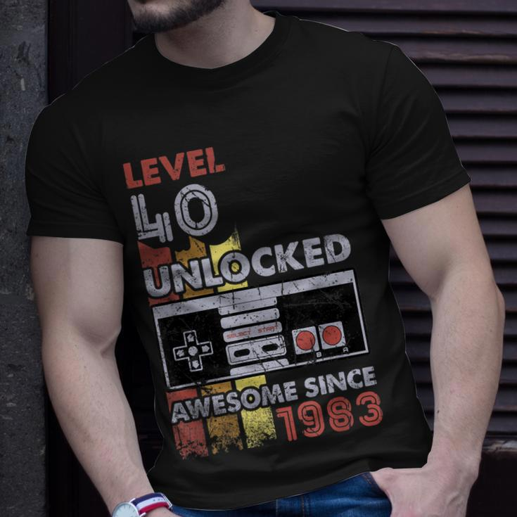Level 40 Unlocked Gamer 40Th Birthday Gift Video Game Lovers Unisex T-Shirt Gifts for Him
