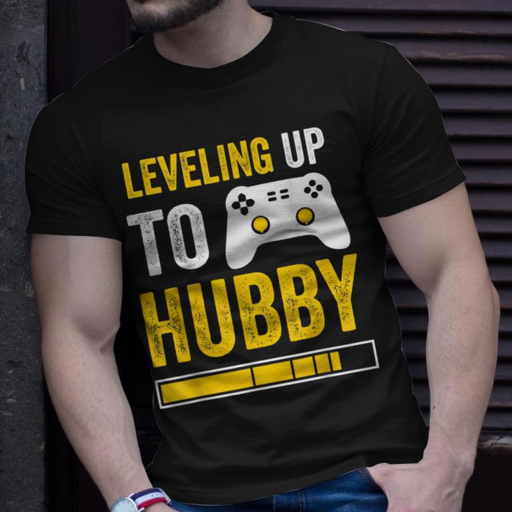 Mens Leveling Up To Hubby Husband Gamer Engagement T-shirt Gifts for Him