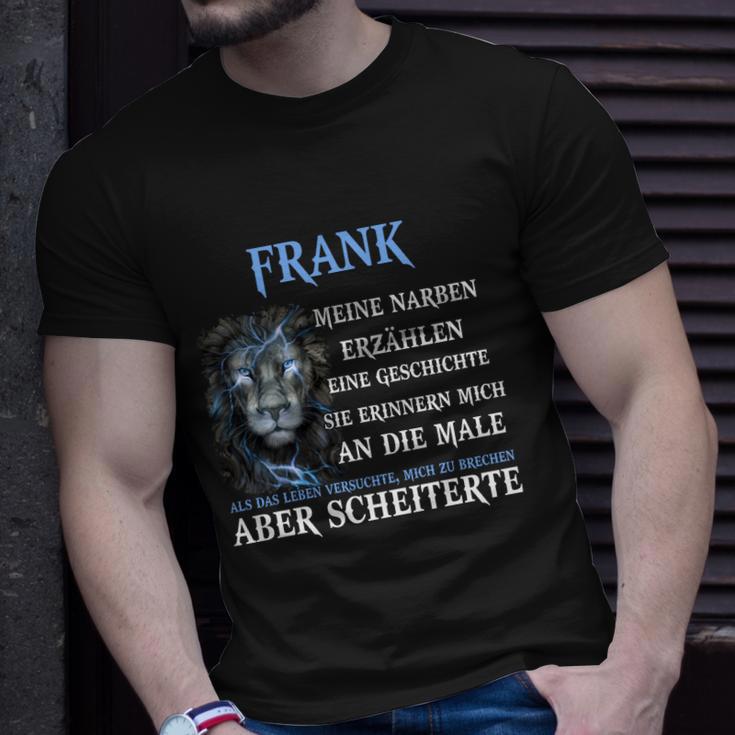 Löwenmotiv T-Shirt mit Namen Frank, Inspirierendes Zitat Tee Geschenke für Ihn