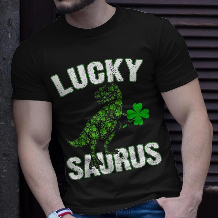 LuckyRex Saurus Clovers Shamrock St Patrick Day Gifts Unisex T-Shirt Gifts for Him