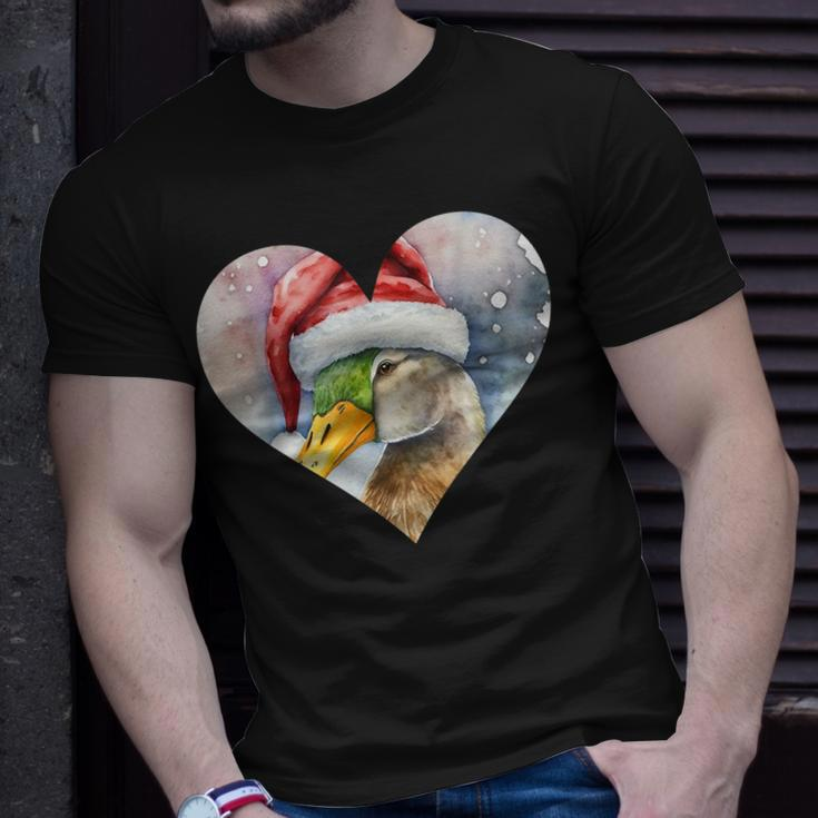 Lustige Ente Weihnachtsmütze Vintage Valentinstag Ente T-Shirt Geschenke für Ihn