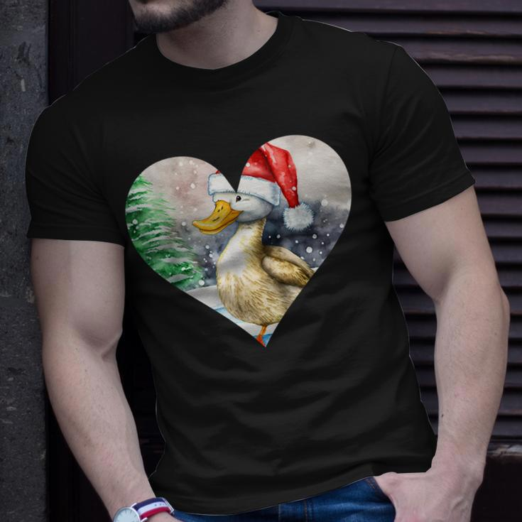 Lustige Ente Weihnachtsmütze Vintage Valentinstag Ente V2 T-Shirt Geschenke für Ihn