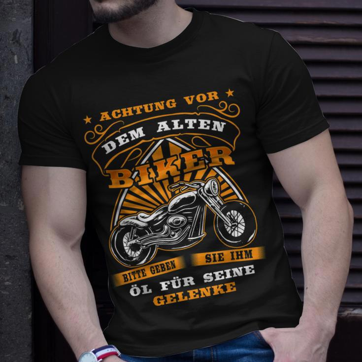 Lustiges Motorrad T-Shirt für Herren, Achtung Alter Biker Opa Geschenke für Ihn