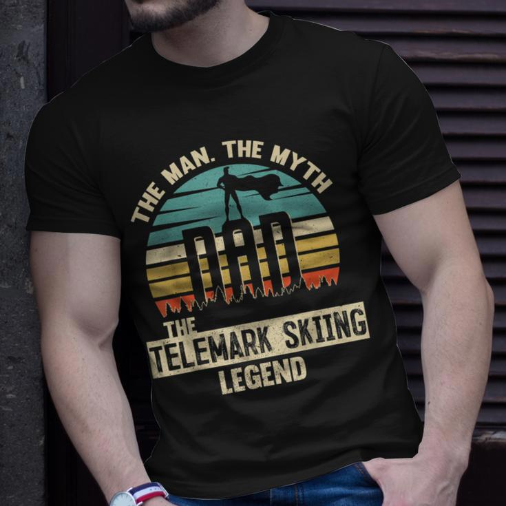 Man Myth Legend Dad Telemark Skiing T-Shirt Gifts for Him