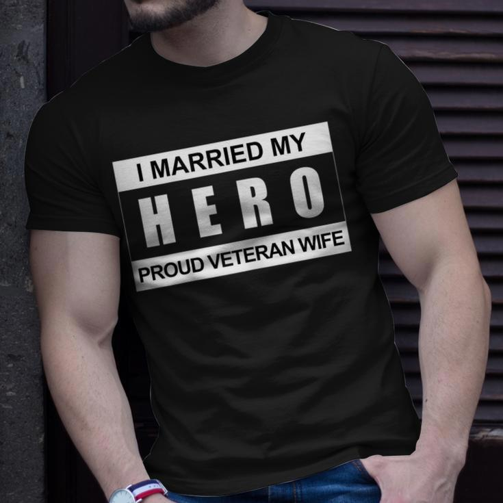 Womens I Married My Hero Proud Veteran WifeWomen T-shirt Gifts for Him
