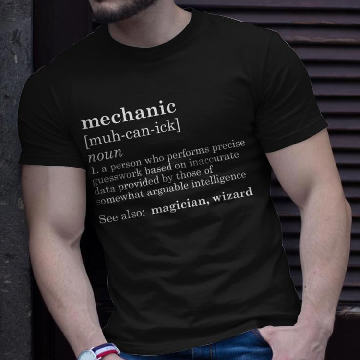 Mechanic Definition Dad Car Guy Garage Fathers Day Gift Unisex T-Shirt Gifts for Him