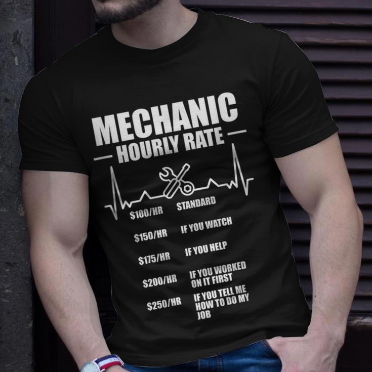 Mechanic Hourly Rate Funny Mechanic Gifts For Men Garage Unisex T-Shirt Gifts for Him