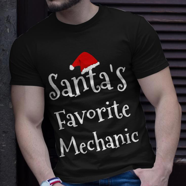 Mechanic Santas Favorite Job Christmas Santa Claus Hat Unisex T-Shirt Gifts for Him