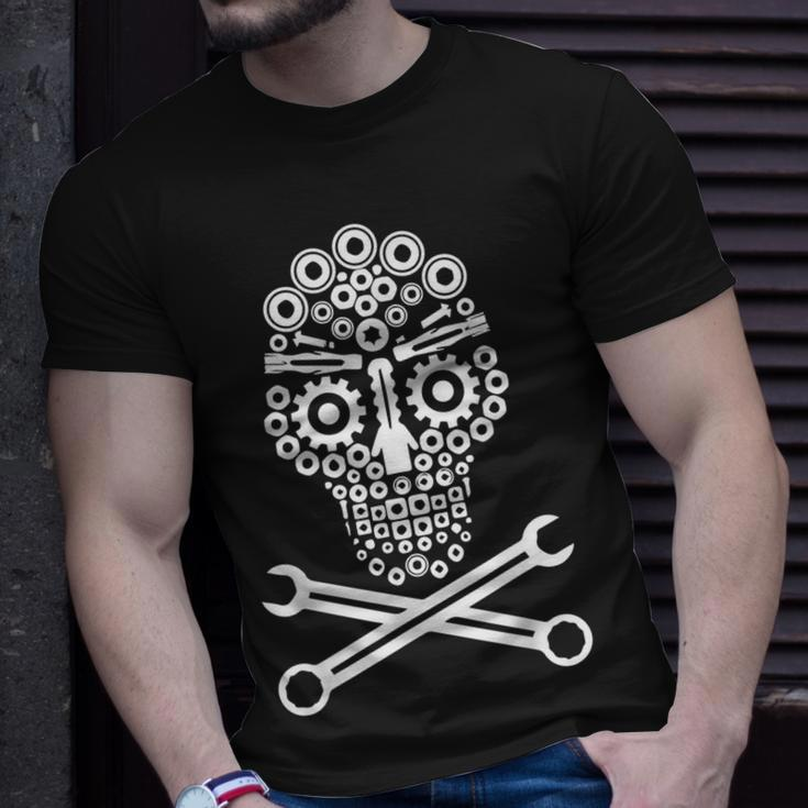 Mechanical Engineer Skull Mechanic Lazy Costume Gift Unisex T-Shirt Gifts for Him