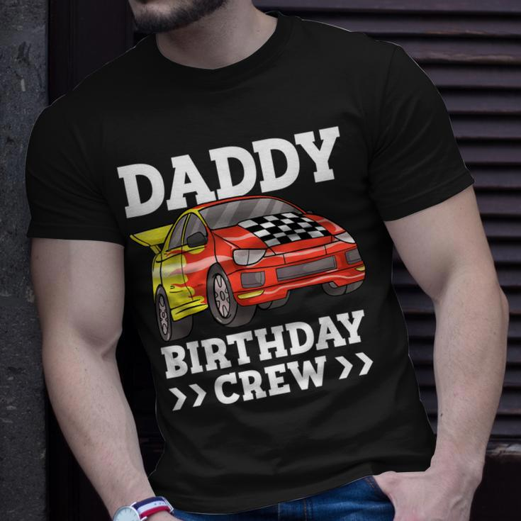 Mens Daddy Birthday Crew Race Car Racing Car Driver Papa Dad Unisex T-Shirt Gifts for Him