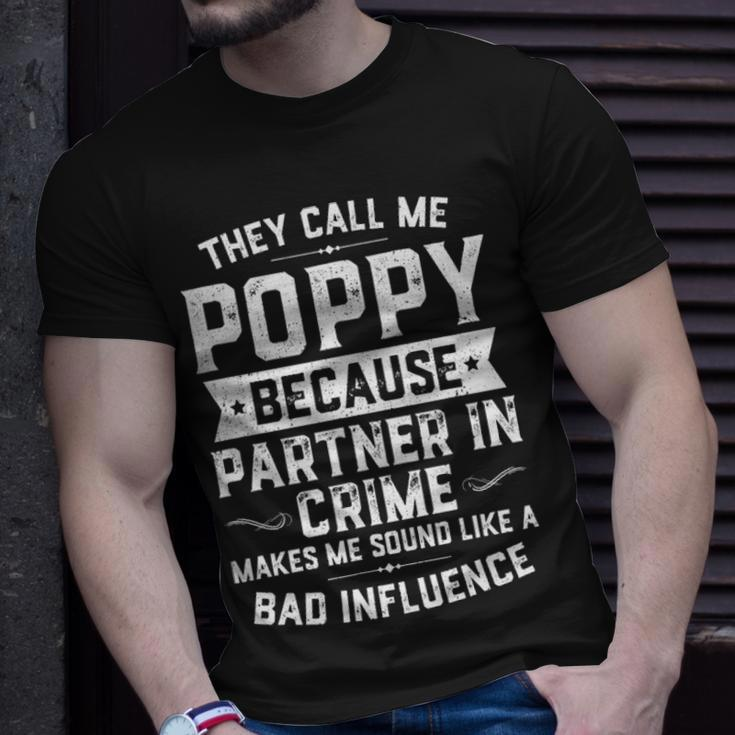 Mens Fathers Day Gift They Call Me Poppy Because Partner In Crime Unisex T-Shirt Gifts for Him