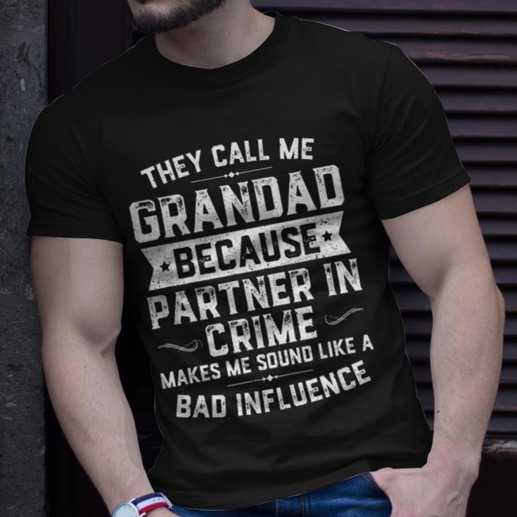 Mens Fathers Day They Call Me Grandad Because Partner In Crime Unisex T-Shirt Gifts for Him