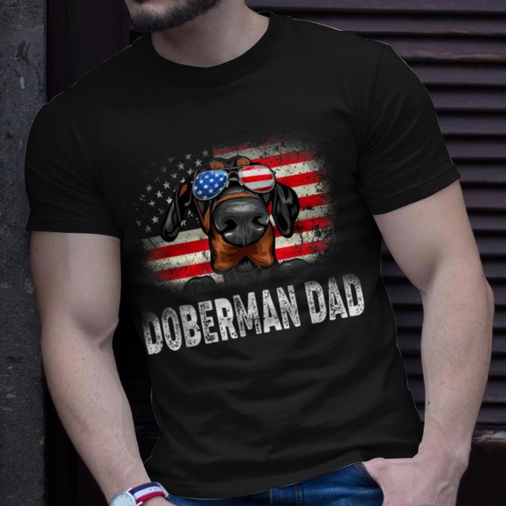 Mens Fun Doberman Dad American Flag Father’S Day Bbnk Unisex T-Shirt Gifts for Him