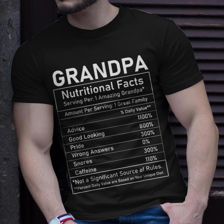 Mens Grandpa Nutritional Facts Funny Grandfather Fathers Day Unisex T-Shirt Gifts for Him