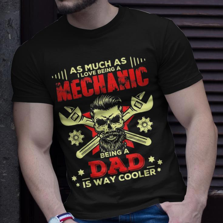 Mens Mechanic Dad Funny Father Day Gift Skull Graphic Unisex T-Shirt Gifts for Him