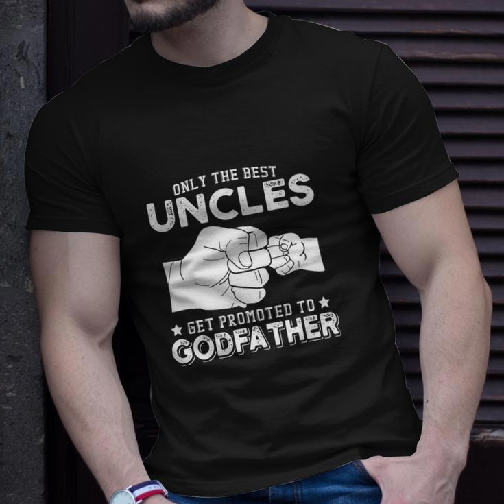 Mens Only The Best Uncles Get Promoted To Godfather Unisex T-Shirt Gifts for Him