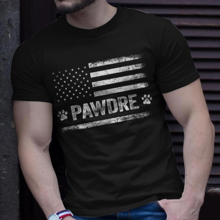 Mens Pawdre Best Dog Dad Ever Us Flag Dog Paw Tee Dog Lover Unisex T-Shirt Gifts for Him