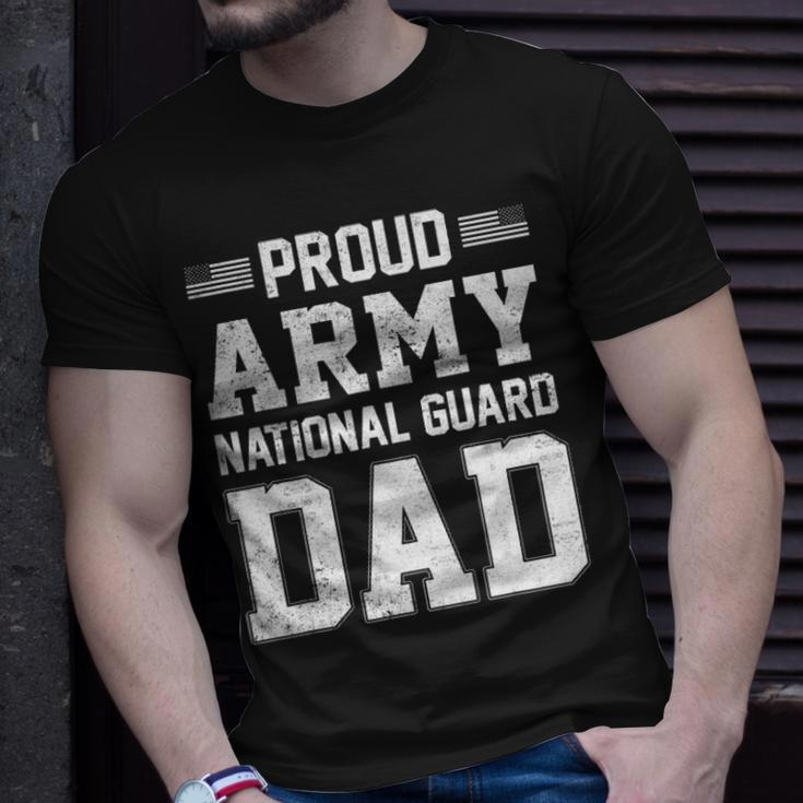 Mens Proud Army National Guard Dad American Flag Patriotic Gift Unisex T-Shirt Gifts for Him