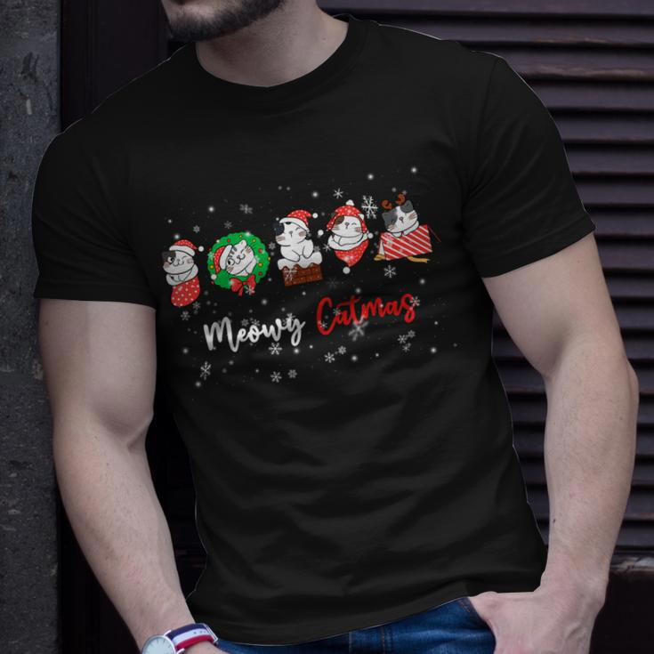 Meowy Catmas Funny Christmas Cat Kitten Lover Kids Mom Dad Unisex T-Shirt Gifts for Him