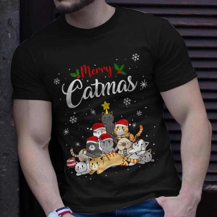 Merry Catmas Funny Cat Mom Cat Dad Christmas Cat Unisex T-Shirt Gifts for Him