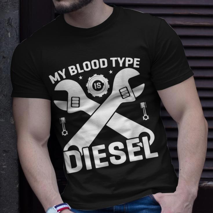 My Blood Type Is Diesel Car Mechanic Funny Engine Unisex T-Shirt Gifts for Him