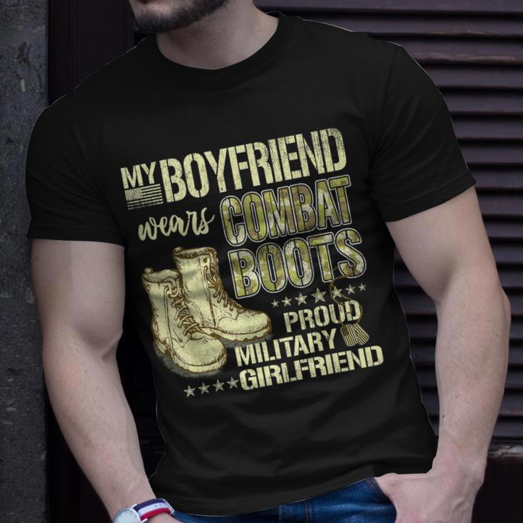 My Boyfriend Wears Combat Boots Proud Military Girlfriend Unisex T-Shirt Gifts for Him