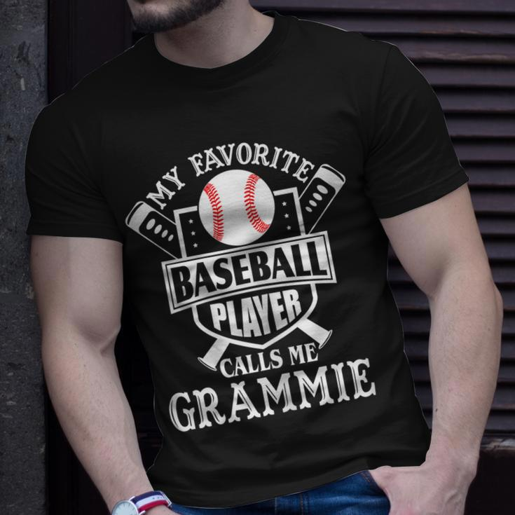 My Favorite Baseball Player Calls Me Grammie Outfit Baseball Gift For Womens Unisex T-Shirt Gifts for Him