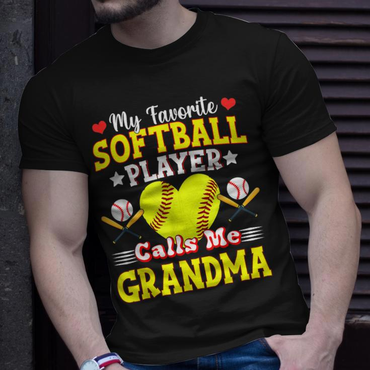 My Favorite Softball Player Calls Me Grandma Mothers Day Unisex T-Shirt Gifts for Him