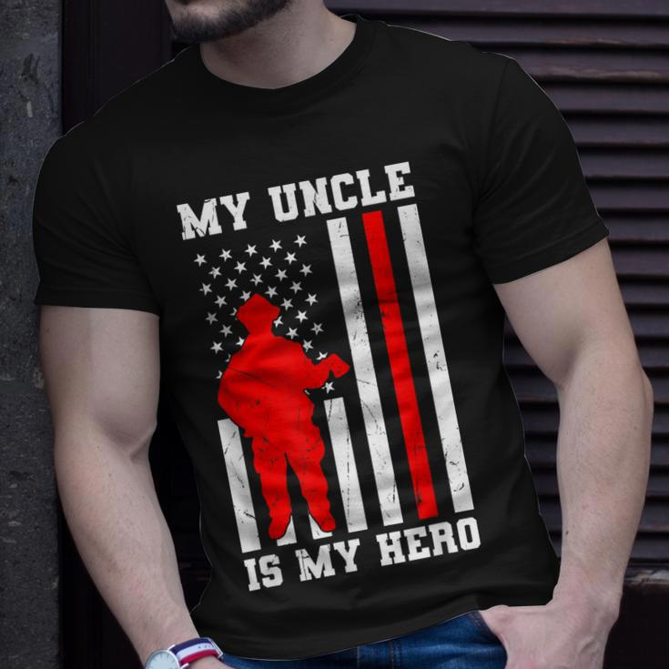 My Uncle Is My Hero Firefighter Thin Red Line Flag Unisex T-Shirt Gifts for Him