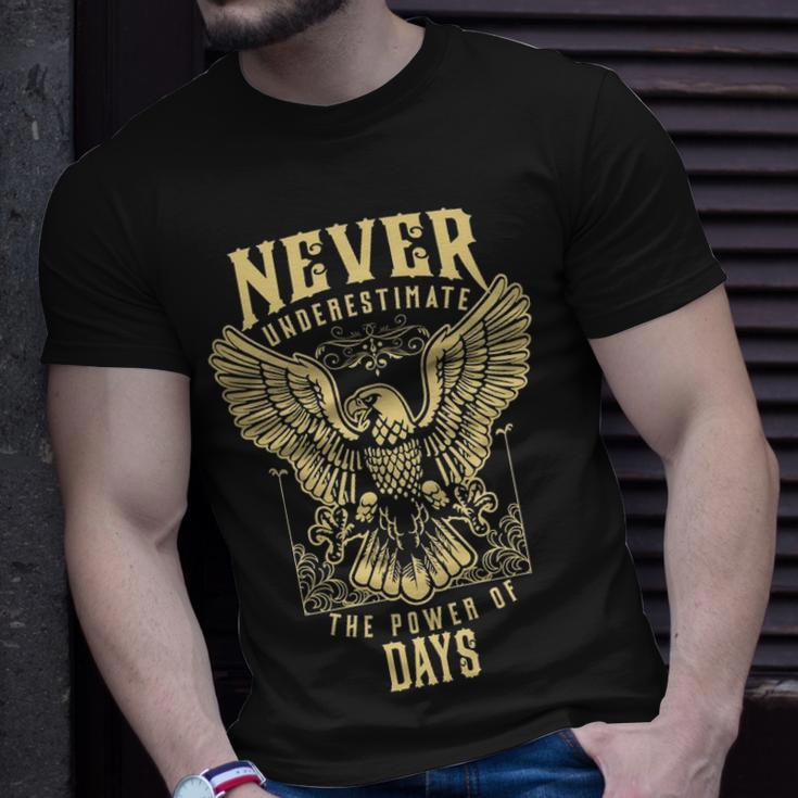 Never Underestimate The Power Of Days Personalized Last Name Unisex T-Shirt Gifts for Him