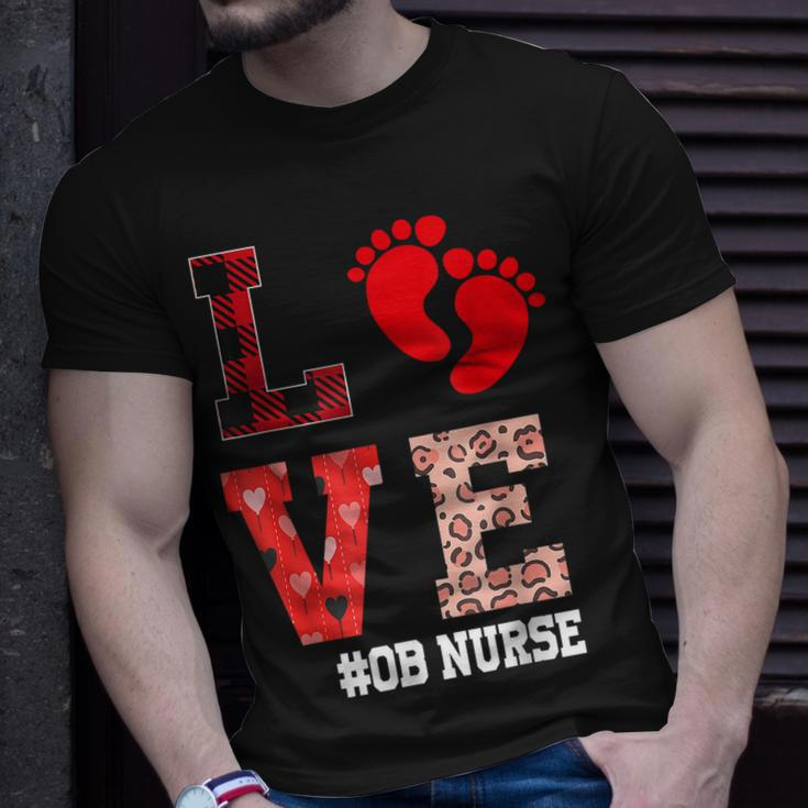 Ob Nurse Love Valentines Day Leopard Plaid Hearts Nursing T-shirt Gifts for Him