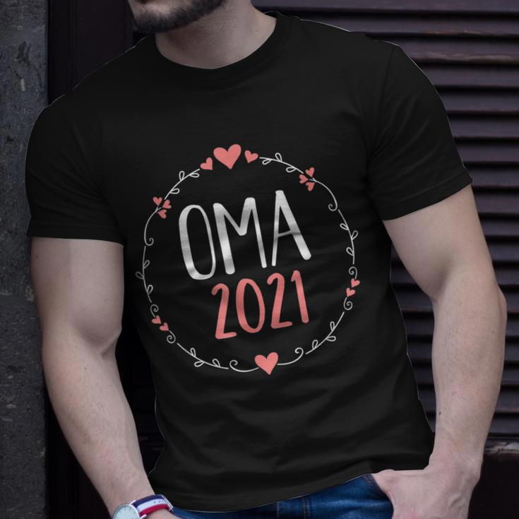 Oma 2021 T-Shirt Schwarz mit Herzen & Kranz-Design, Geschenk für Großmütter Geschenke für Ihn