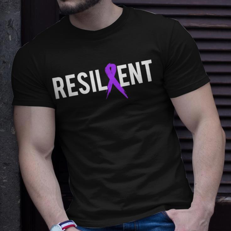 Pancreatic Cancer Awareness Resilient Cancer Fighter T-shirt Gifts for Him