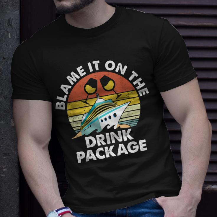 Ped6 Blame It On The Drink Package Retro Drinking Cruise T-Shirt Gifts for Him